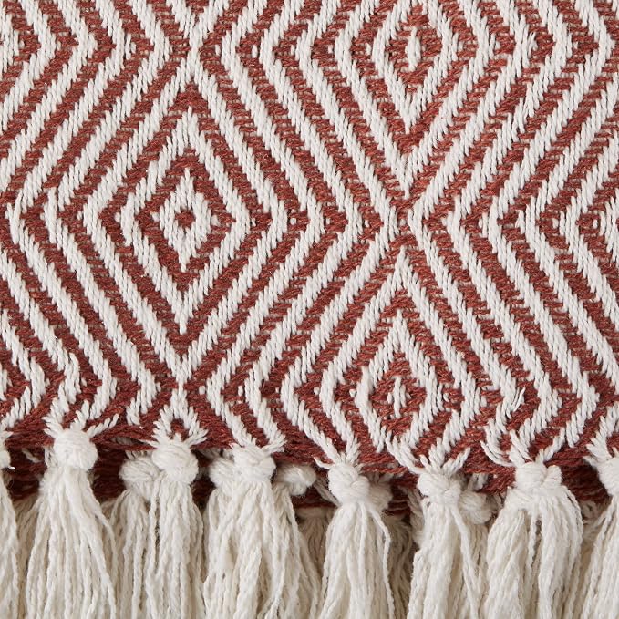 DII Diamond Throw Collection Woven Cotton, 50x60, Cinnamon