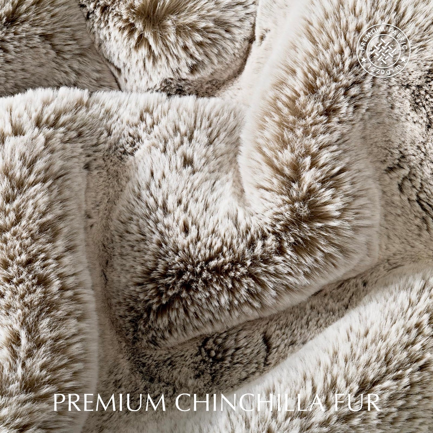 EVERGRACEHOME Luxury Soft Faux Chinchilla Fur Throw Blanket for Couch, Warm Thick Heavy Winter Throw Blanket 1220GSM for Bed, Fluffy Cozy Mink Blanket with Reversible Velvet, Champagne Fawn, 60"x80"
