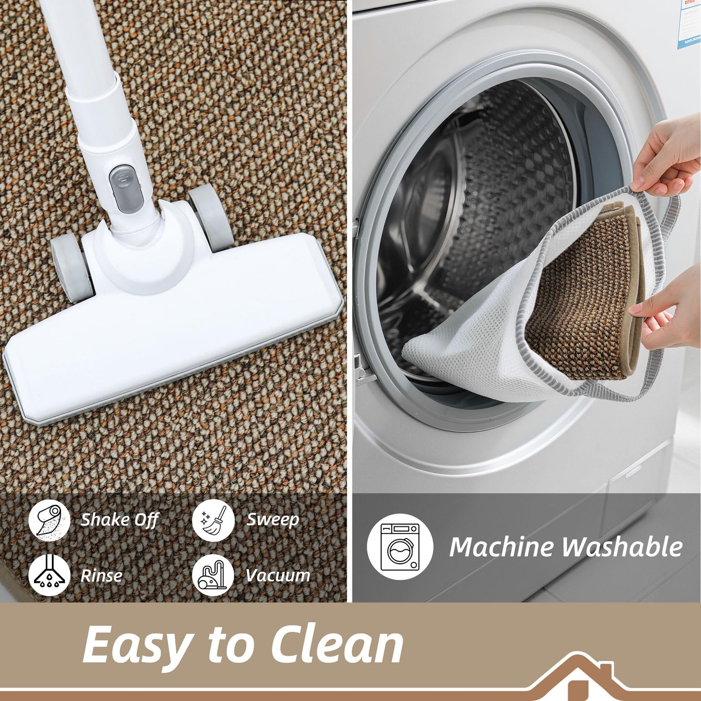 BEQHAUSE Dirt Trapper Door Mat 36" x 60", Non-Slip Washable Doormats Entrance Mat, Dirt Resistant and Absorbent Welcome Mat, Low Profile Floor Mats for Front Back Door and Entryway, Beige