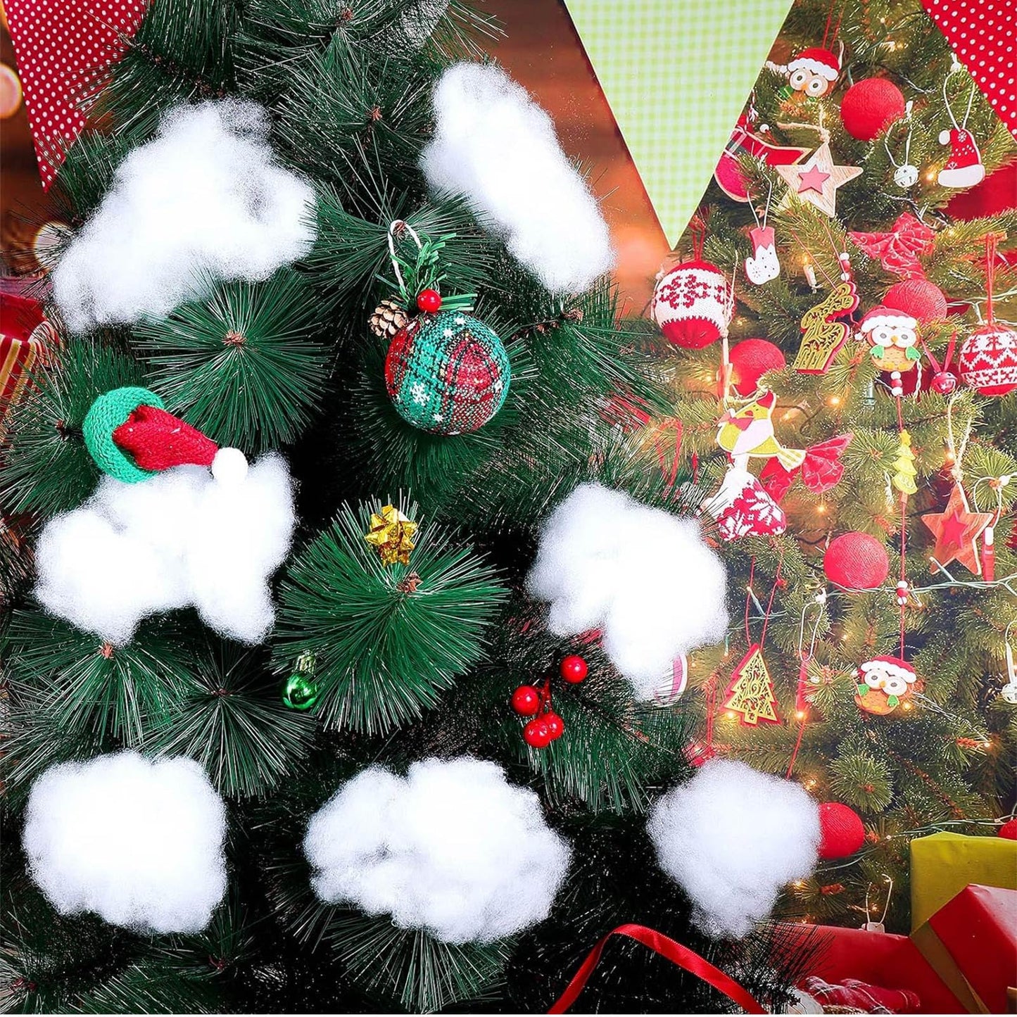 Shappy 141.10 Ounce/ 4000 g Christmas Fake Clouds Snow Decoration Artificial White Cloud Fiber Faux Fluffy Snow Indoor Soft Artificial Fake White Cotton Winter Craft Decor Xmas Tree Village Displays
