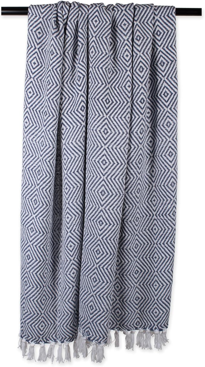 DII Diamond Throw Collection Woven Cotton, 50x60, French Blue (Pack of 3)