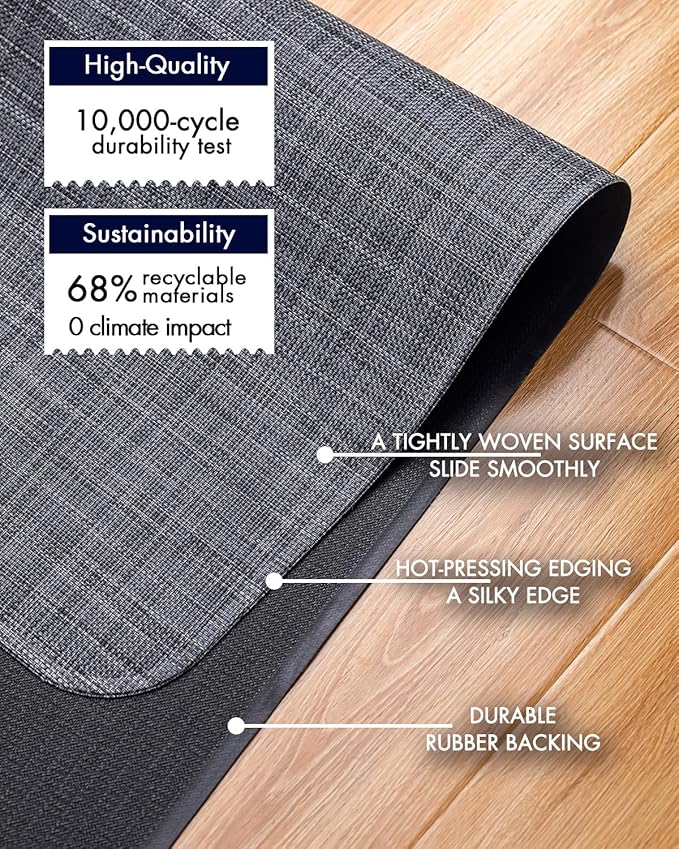 Baroyal Office Chair Mat for Hardwood Floor Under Desk Computer Rolling Chair Mat for Wood/Tile Floor Non-Slip Heavy Duty Desk Rug PVC Plastic Hard Floor Protector 45"x 53" (Cool Grey)