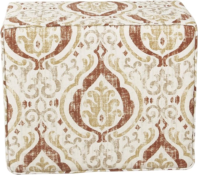 Spatial Order Square Ottoman - Burnt Orange and Cream Medallion