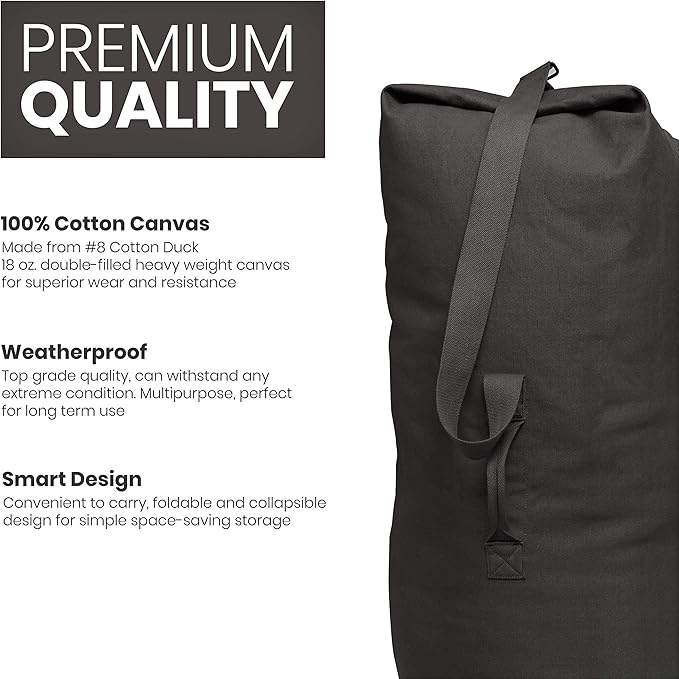 WHITEDUCK 30"x50" (737L) Top Load Canvas Duffel Bag ??Military-Grade, Tear-Proof & Weatherproof, Heavy Duty for Travel, Outdoors & Military Use, with Padlock Compatibility, 5 Colors