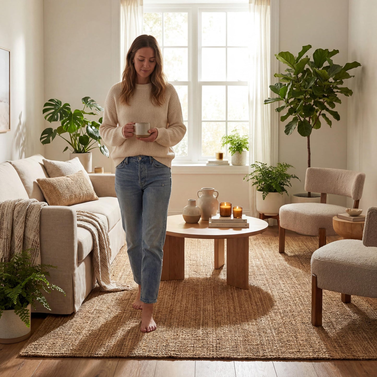 nuLOOM Ashli Solid Farmhouse Jute Accent Rug, 2X3, Natural