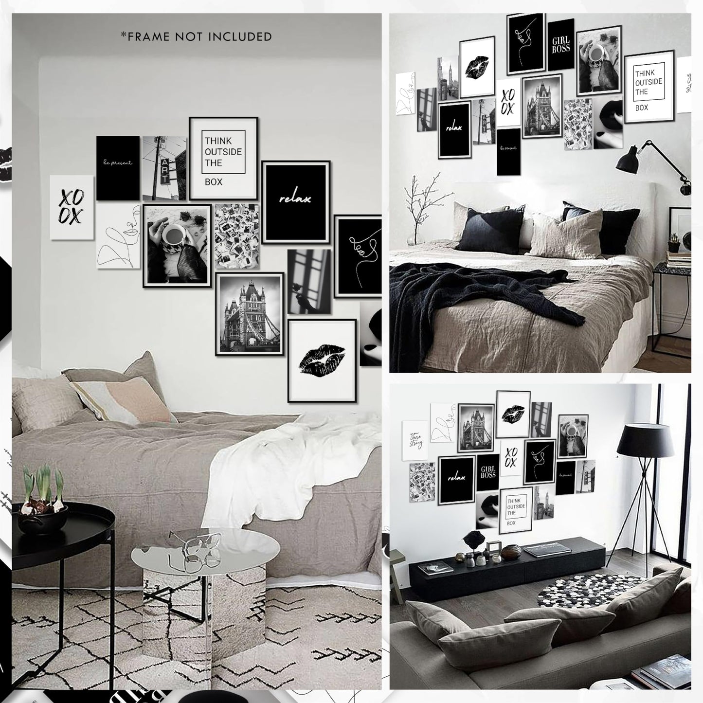97 Decor Black and White Posters for Room Aesthetic - Black and White Wall Decor, Boy Play Bunny Art Prints, Retro Trendy Posters for Teen Girls Dorm Bedroom Office Decoration (8x10 UNFRAMED)