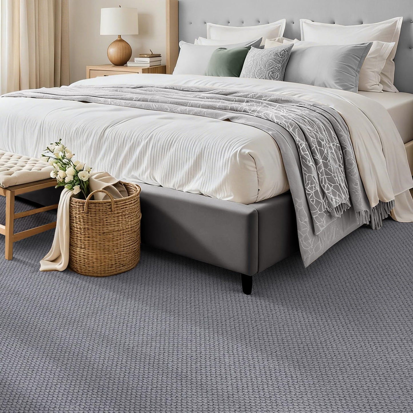 ANSSO Wool Rugs 8x10 for Living Room,80% Merino Wool and 20% Cotton Soft Tufted Area Rug with Cotton Non-Slip Backing,Large Area Rug for Bedroom Bedroom, Dining and Home Office (Dark Gray)