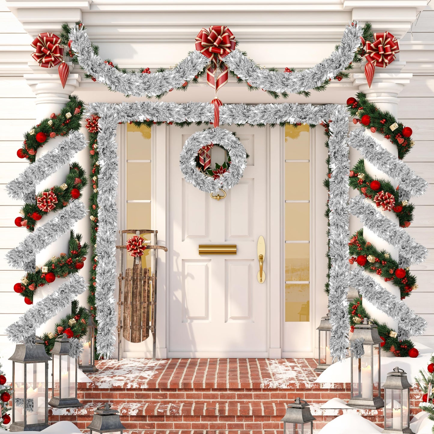 70 Ft Christmas Tinsel Garland Metallic Tinsel Twist Garland Glitter Christmas Tree Hanging Decorations for New Year Party Birthday Holiday Indoor Outdoor Supplies