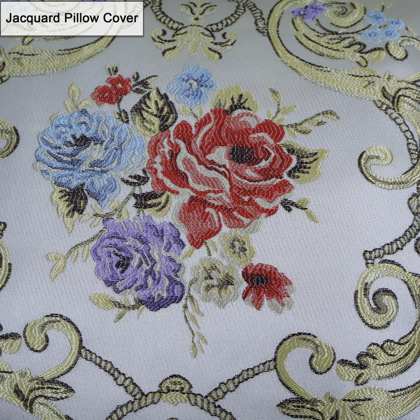 SZHELEJIAM Pillow Cover Set of 2, Jacquard Vintage Embroidered Pillow Case, for Sofa Cushion Cover for Sofa, Bed, Living Room, Throw Pillow Covers 18x18 Beige