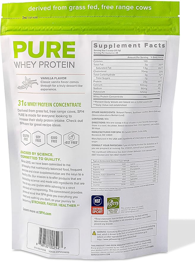 SFH Health & Wellness Bundle Pure Whey Vanilla Protein Powder and Super Omega 3 Fish Oil Capsules