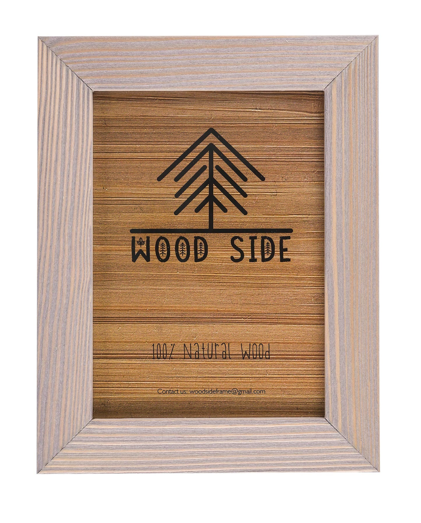Rustic Wooden Picture Frame 5x7 Inch - Set of 2-100% Natural Eco Distressed Wood and Real Glass - Made for Wall and Table Top Display - Brown Grey
