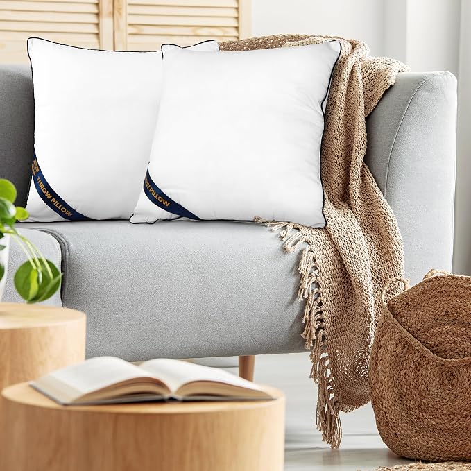 Utopia Bedding Throw Pillow Inserts (Pack of 2, White), 14 x 14 Inches Decorative Indoor Pillows for Sofa, Bed, Couch, Cushion Sham Stuffer