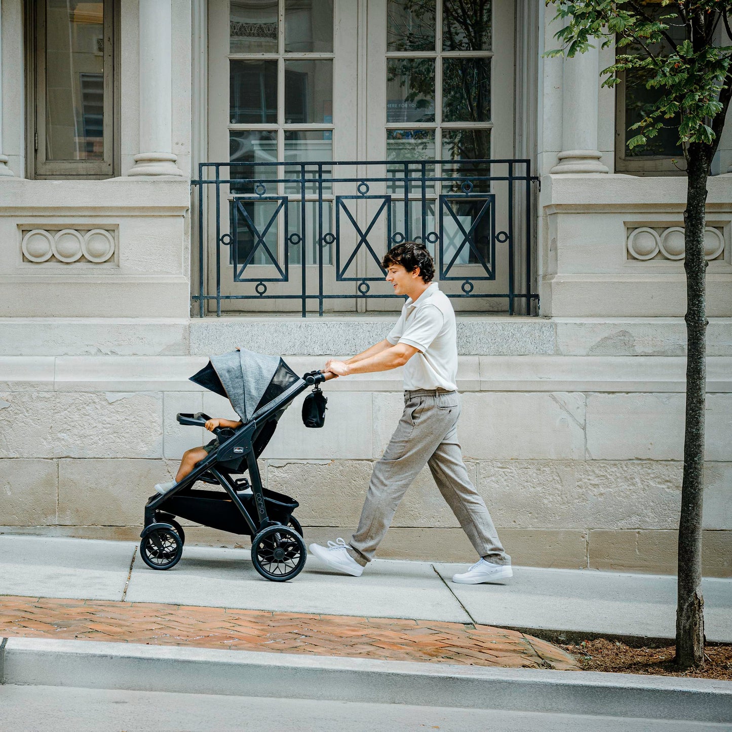 Chicco Corso Primo Modular Quick-Fold Stroller with Infant Car Seat Adapter, for Newborns and Toddlers, Summit/Grey