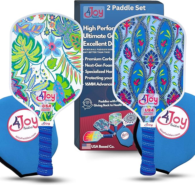4Joy Pickleball Paddle Premio Series - Thermoformed Premium T700 Carbon Fiber Pickleball Paddless - Professional Pickleball Rackets for Women & Men - 16mm Honeycomb Core - USAP Approved