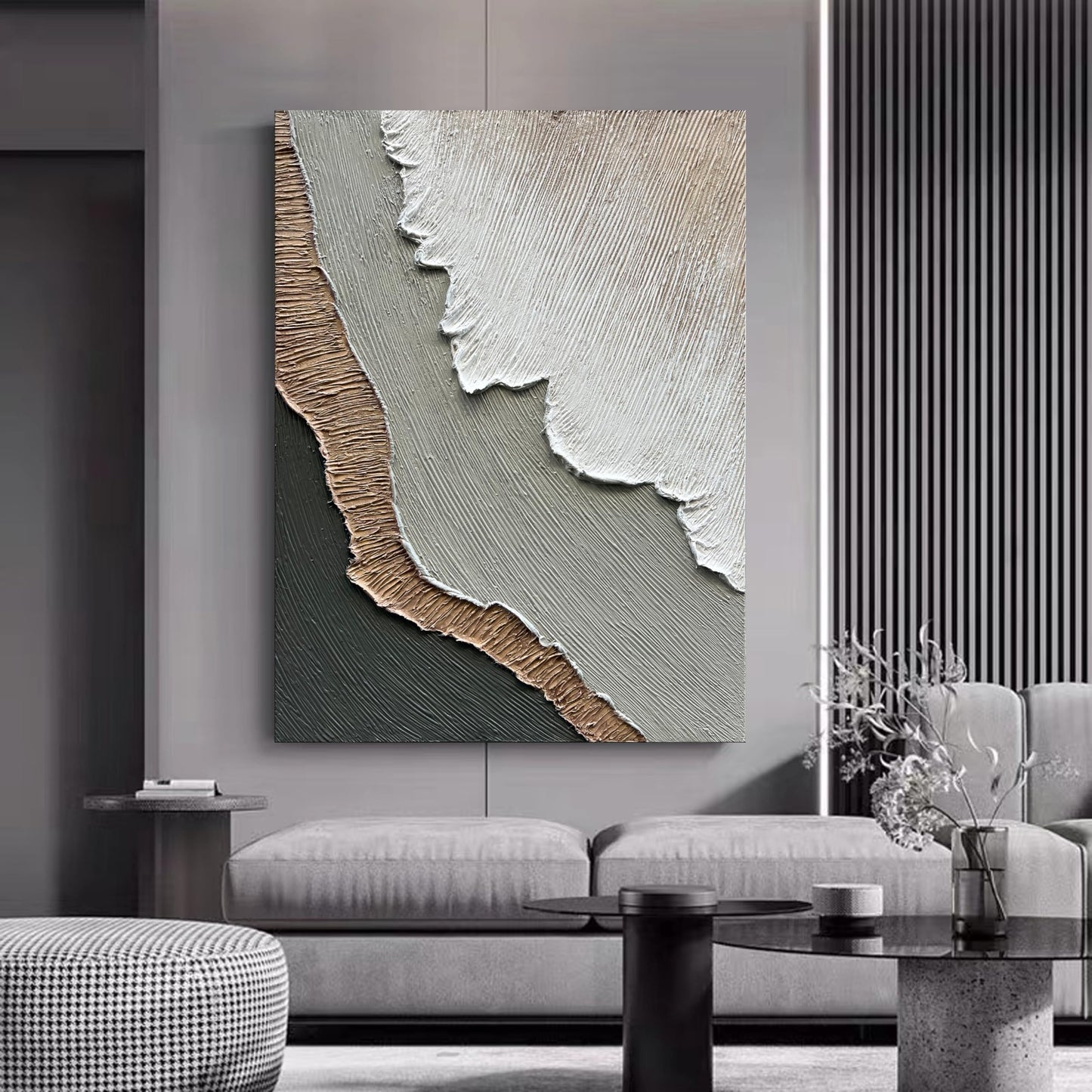 NANKAI Art Hand-Painted Beach Wave Landscape Oil Painting 40x28 Inch Abstract Wall Decorative Art