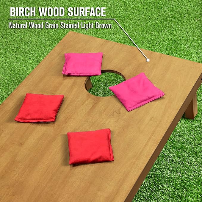 GoSports 4 ft x 2 ft Regulation Size Wooden Cornhole Boards Set - Includes Carrying Case - Full Regulation Size Bean Bag Toss Boards