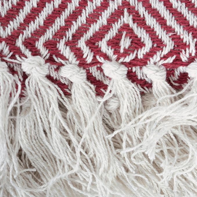 DII Diamond Throw Collection Woven Cotton, 50x60, Barn Red