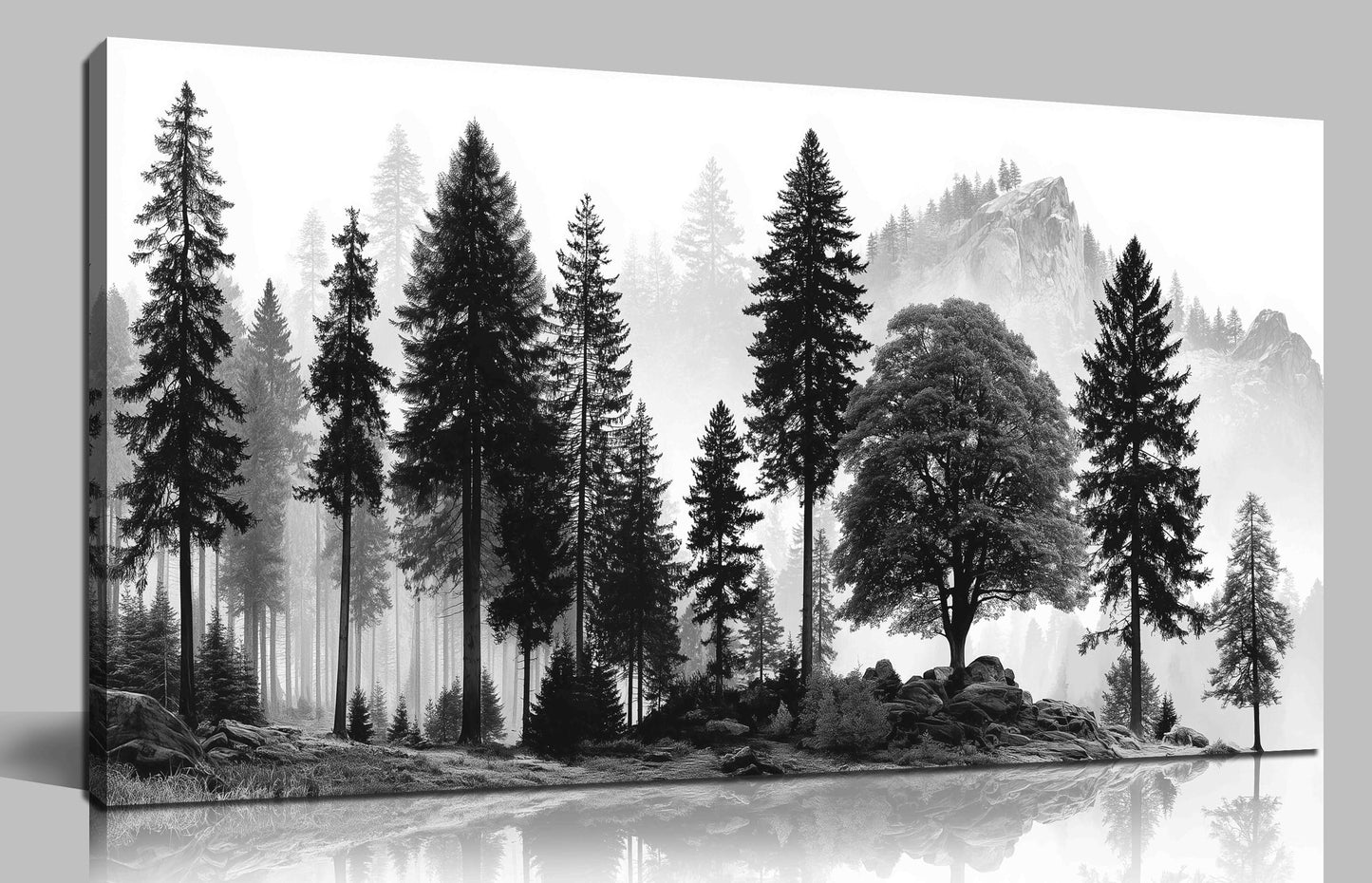 CPKATMT Foggy Forest Wall Art for Living Room Black Tree Pictures wall Decor for Office Natural Landscape Wall Decor for Bedroom 20 x 40 Inch