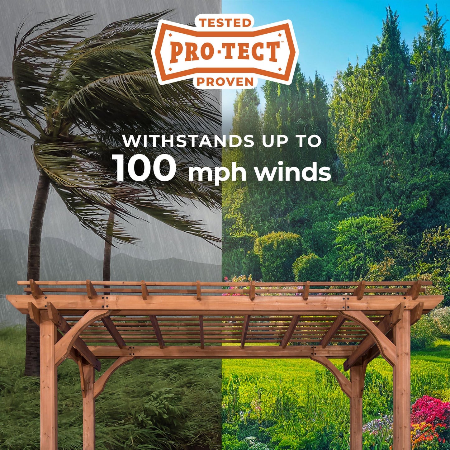 Backyard Discovery Beaumont 14' x 12' Traditional Cedar Wood Pergola Kit with Trellis Roof, All-Season Durability, High-Wind Rating, PowerPort, Shade for Outdoor Patio, Deck, Garden, and Entertaining