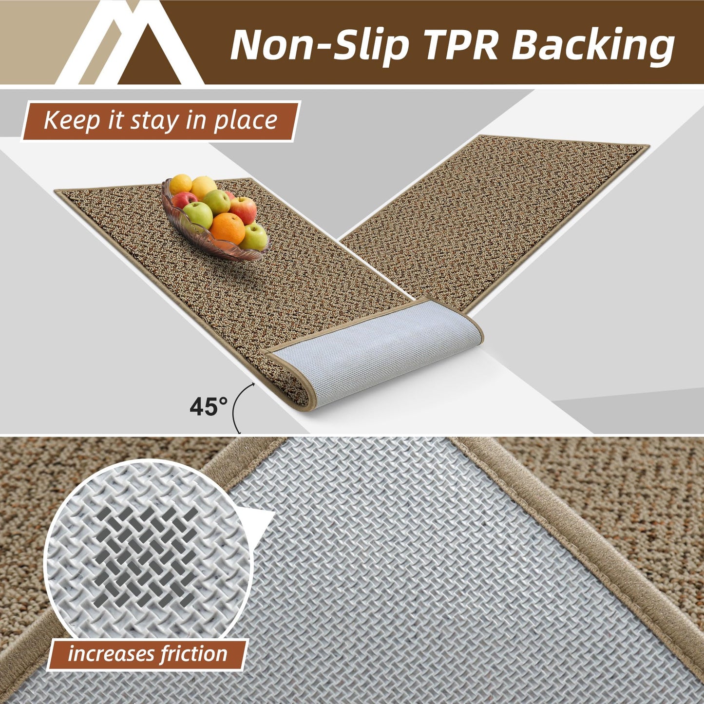 COSY HOMEER Door Mat 17" x 30" Non Slip Absorbent Entryway Rugs Dirt Trapper Doormats Washable Entrance Mats Low Pile Welcome Floor Mat for Front Back Door and Entry Mats,Taupe(Roll Packing)