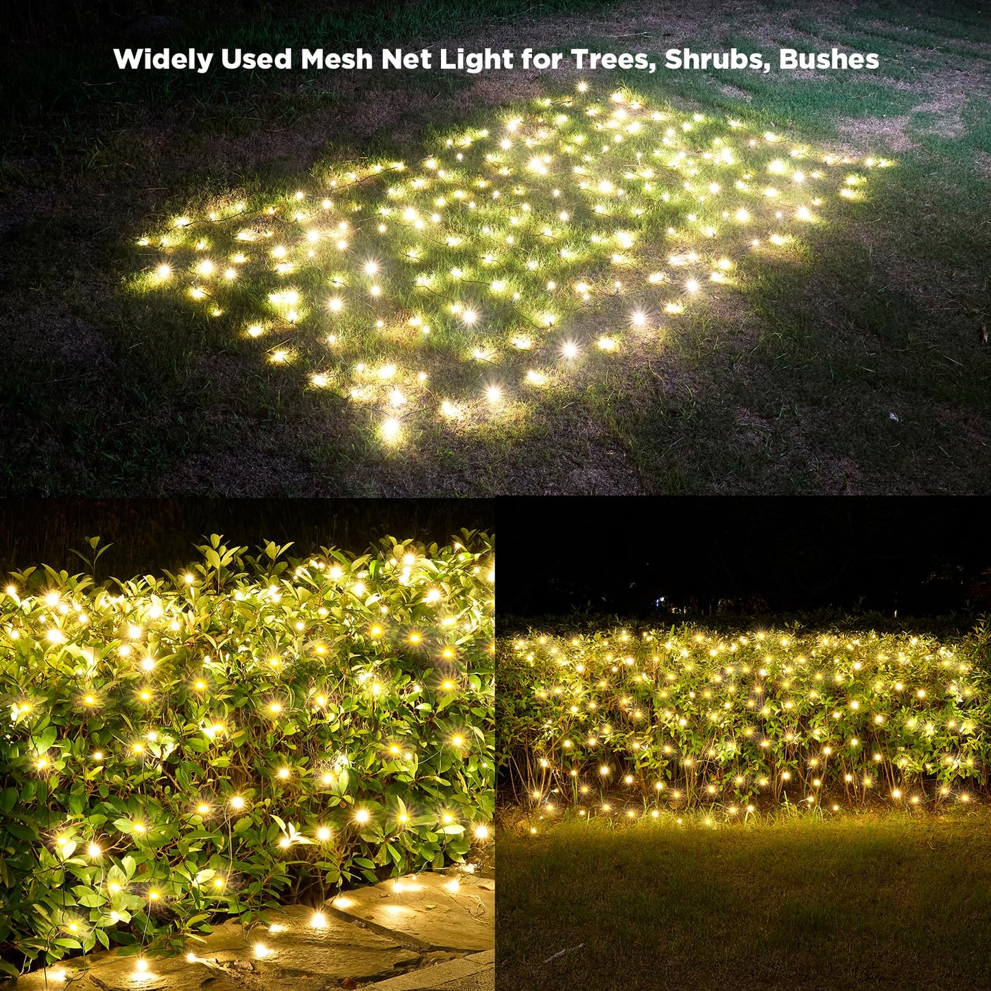 Led Net Lights Christmas Lights Outdoor 200Led 9 ftx 6ft Upgraded WarmWhite Christmas Net Lighting, Waterproof 5mm LED Wide Angle Outdoor Indoor Mesh Net Light for Trees, Bushes, Shrubs Decorations