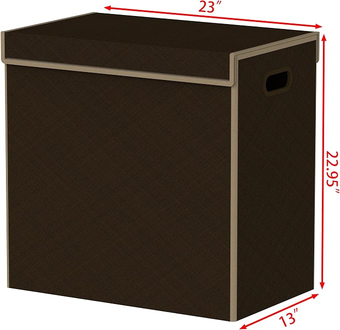 Simple Houseware Double Laundry Hamper with Lid and Removable Laundry Bags, Brown