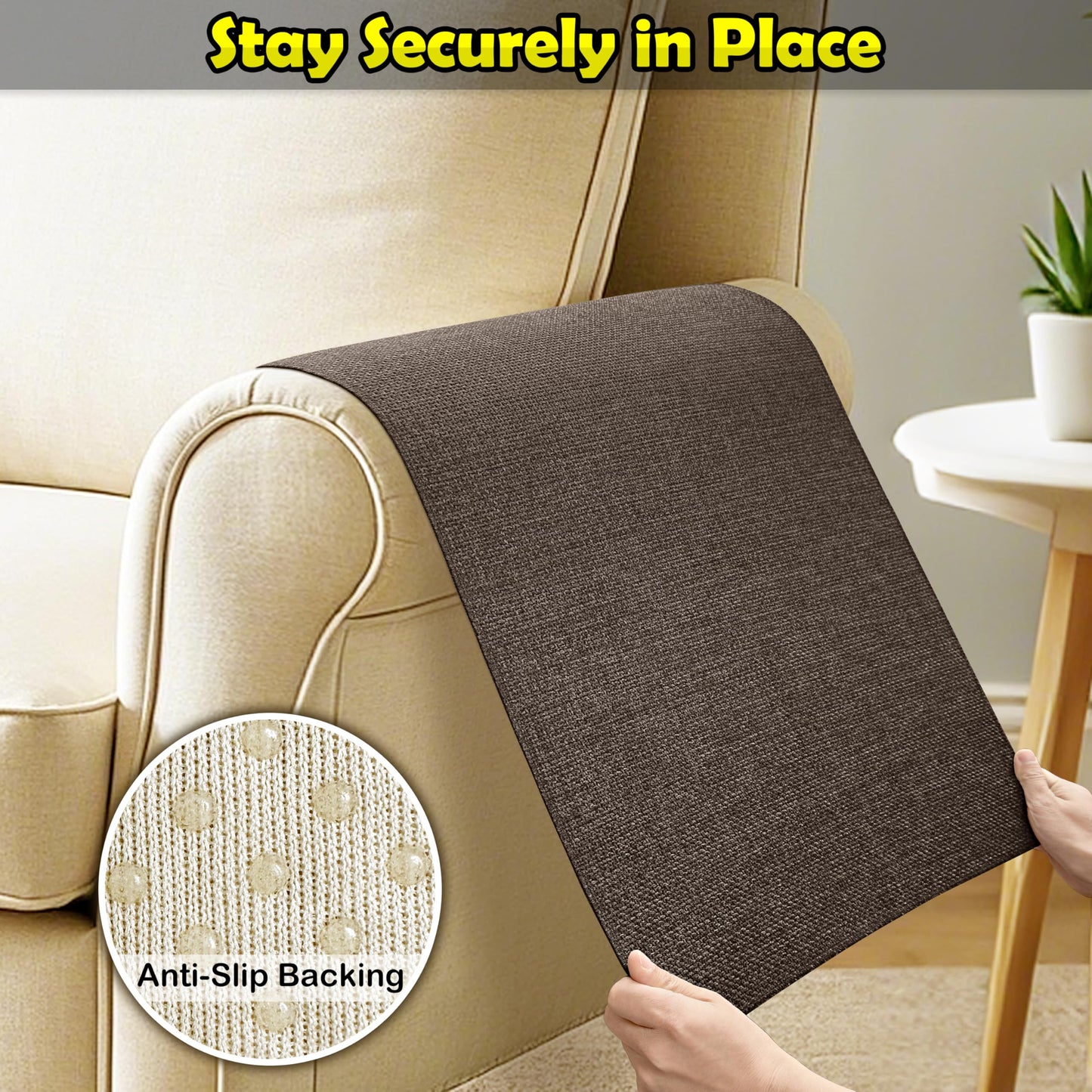 Couch Arm Covers, Waterproof Armrest Cover for Sofa, Armchair, Loveseat, Non-Slip Recliner Arm Cover, Sofa Arm Covers, Headrest Covers, Arm Chair Covers Set of 2 (Brown, 24"×20")