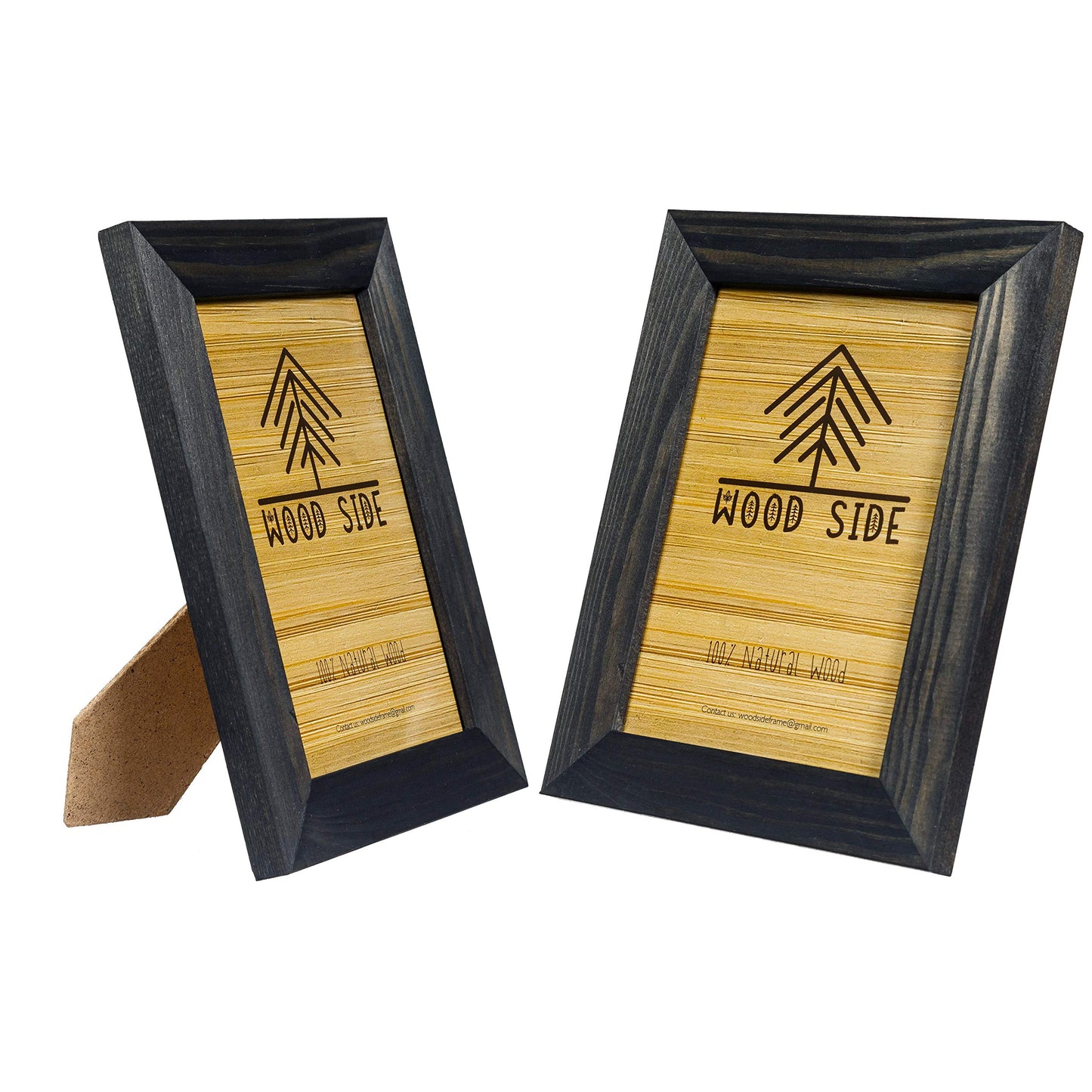 Rustic Wooden Picture Frame 9x12-100% Natural Solid Eco Distressed Wood for Wall Mounting Tabletop Photo Frame - Charcoal