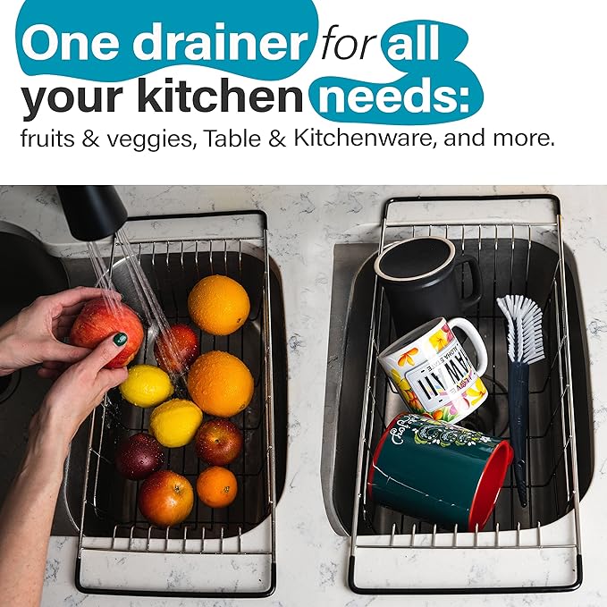 Better Houseware Over Sink Dish Drying Rack Space-Saving Dish Rack for Kitchen Counter Stainless Steel 19.25 x 8.25 x 4.5