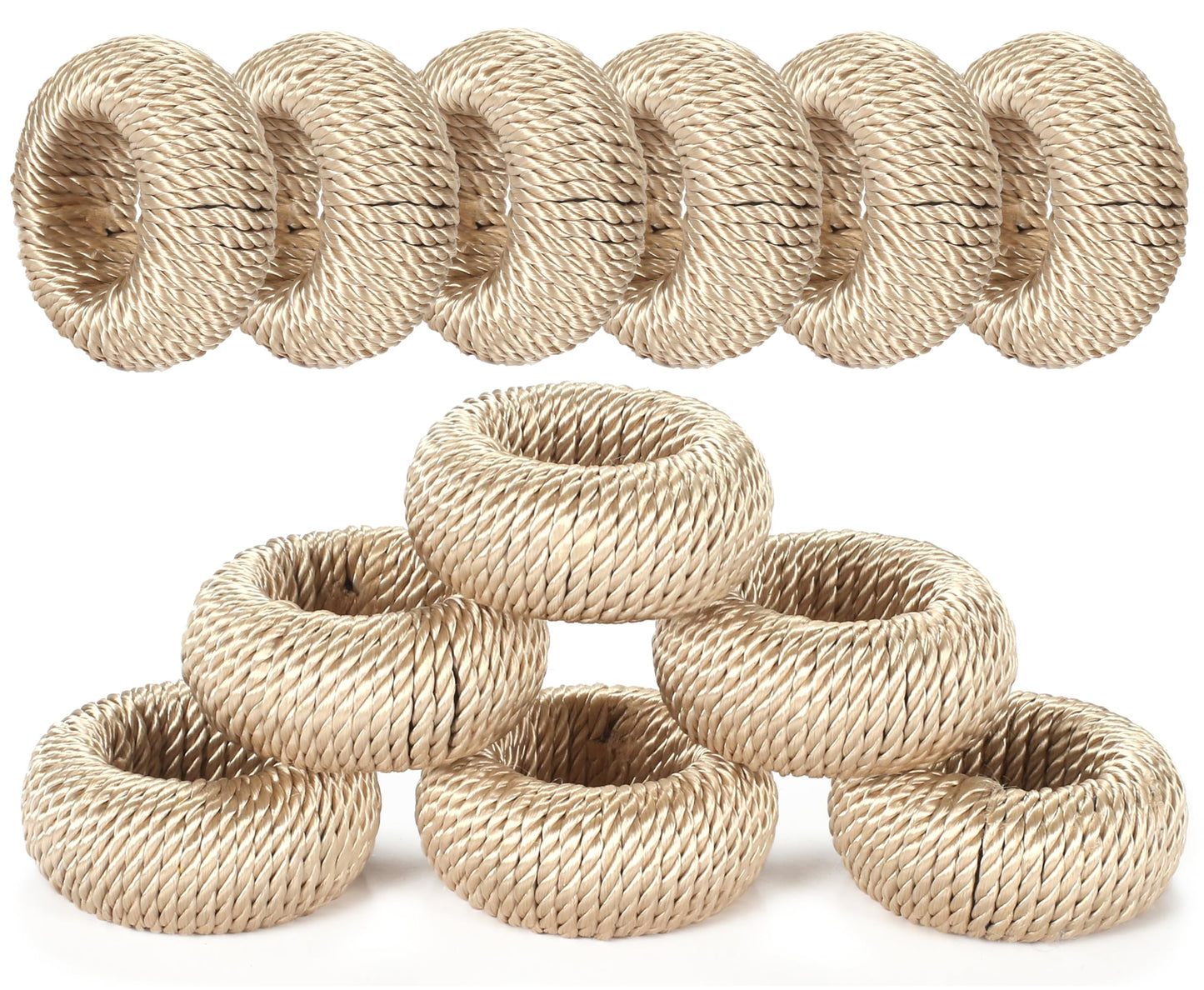 ALPHA Living HOME 12-Piece Woven Napkin Rings - Decorative Yarn Napkin Holders for Tabletop, Dining, Wedding, Parties, Home Decor,Gifting & Outdoor Event (Beige)