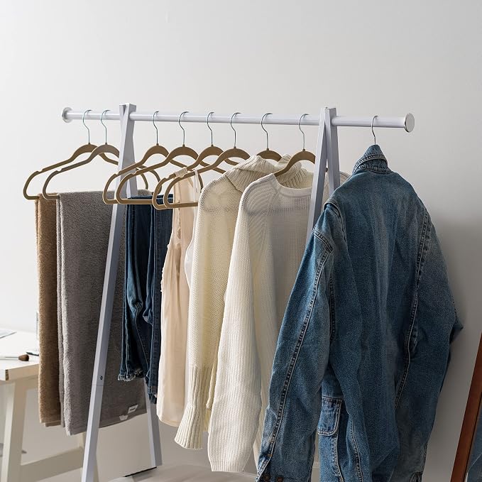 IRIS USA Clothes Rack for Hanging Clothes with Shelf, Freestanding Clothing Rack, Easy to Assemble Garment Rack, Metal, Sturdy Design, Multipurpose, Small Space Storage Solution, White