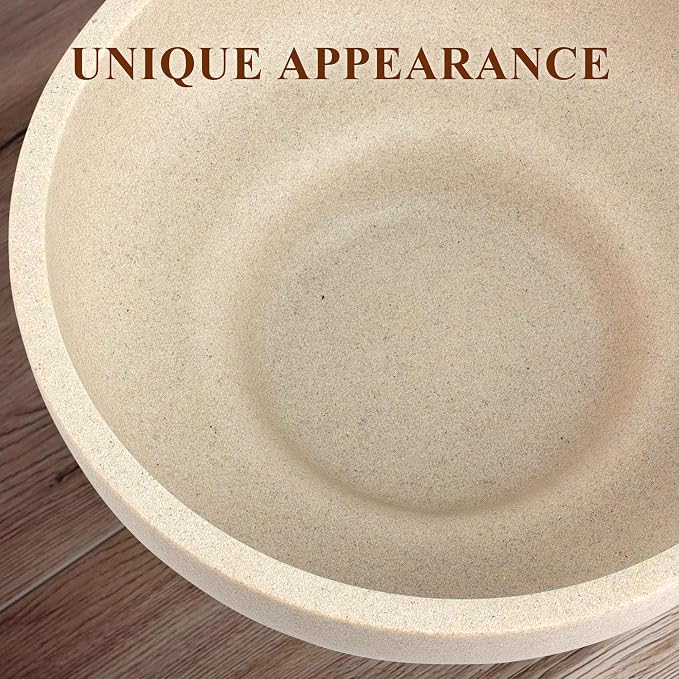 YMXYJM Large Decorative Bowl, Modern Resin Fruit Bowl for Kitchen Counter, Handmade Bowl for Home Decor, Stylish Key Bowl for Entry Table & Shelf, Artificial Stone Beige