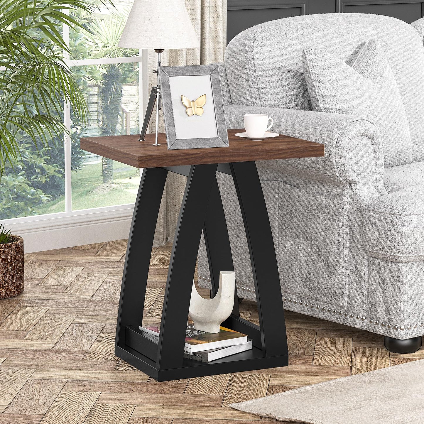 FROMJBEST End Table, Side Table, Nightstand, Sofa Side Table with Shelf, Modern End Table for Living Room, Bedroom