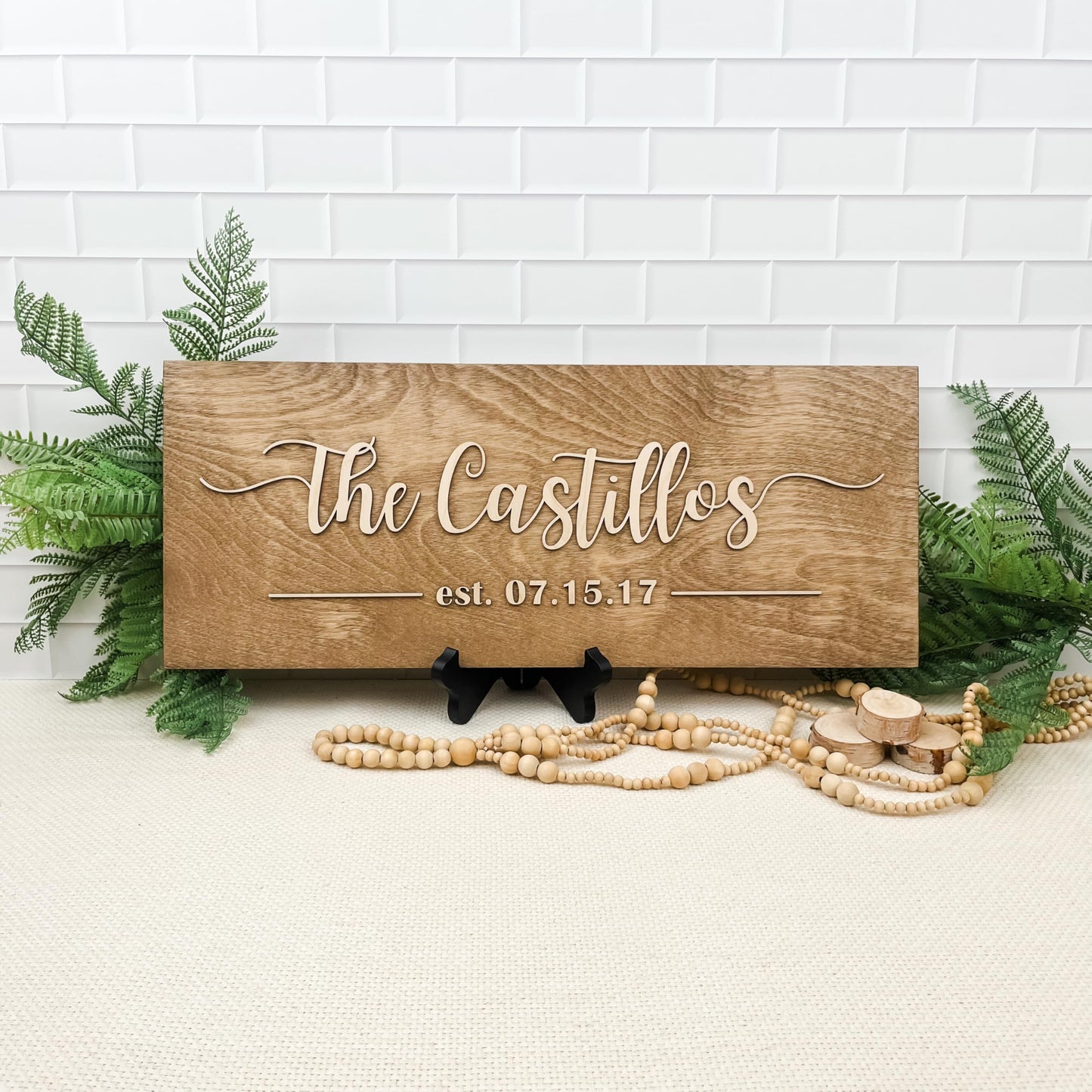 Personalized Family Name Sign – Custom Wooden Name Sign, Wedding Welcome Sign, Newlywed & Housewarming Gifts, New Home Gift Ideas, Family Name Sign, Hickory Hollow Designs (Est. Full Date)