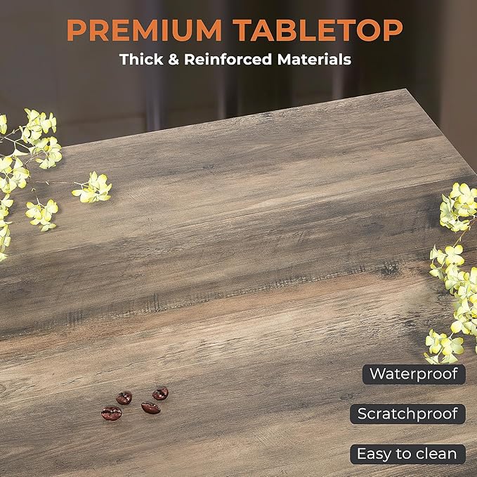 GreenForest Modern Living Room Coffee Table with 2 Tier Storage, Small Square Wood and Metal Farmhouse Center Table with Seamless One-Piece Tabletop, 27.55 Inch, Grey Wash