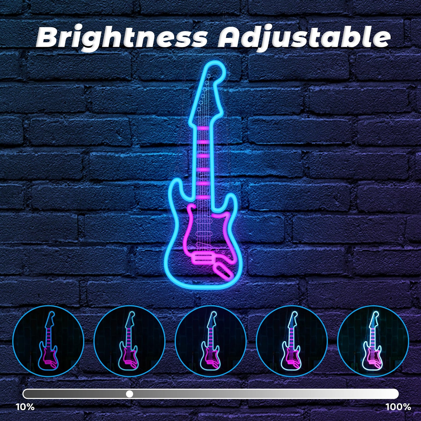 CoolGift Mart Electric Guitar Neon Light, Dimmable LED Guitar Neon Wall Sign USB Powered, Decorations for Bedroom Living Room Man Cave Music Studio, Gift for Guitar Players Guitarists Music Lovers
