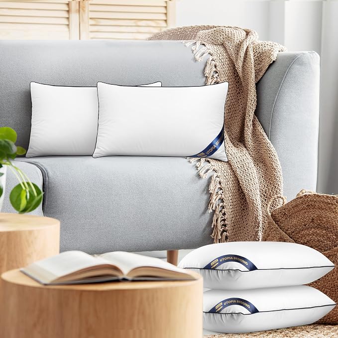 Utopia Bedding Throw Pillow Inserts (Pack of 4, White), 12 x 20 Inches Decorative Indoor Pillows for Sofa, Bed, Couch, Cushion Sham Stuffer