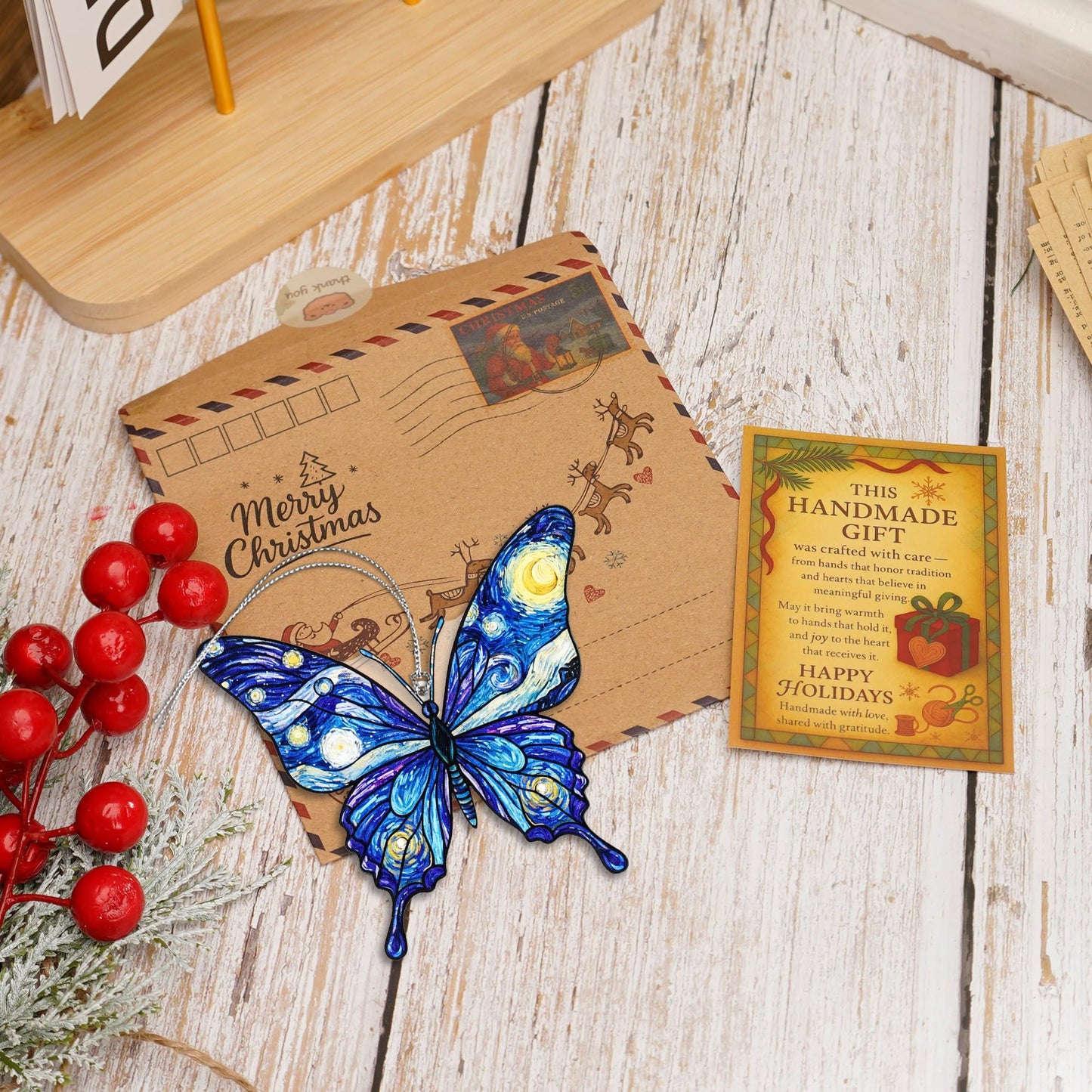 Butterfly Starry Night Christmas Ornaments 2026, Butterflies Suncatcher Ornament for Window Tree Decor, Christmas Decorations, Butterfly Gifts for Women, Unique Holiday Fantasy Gifts