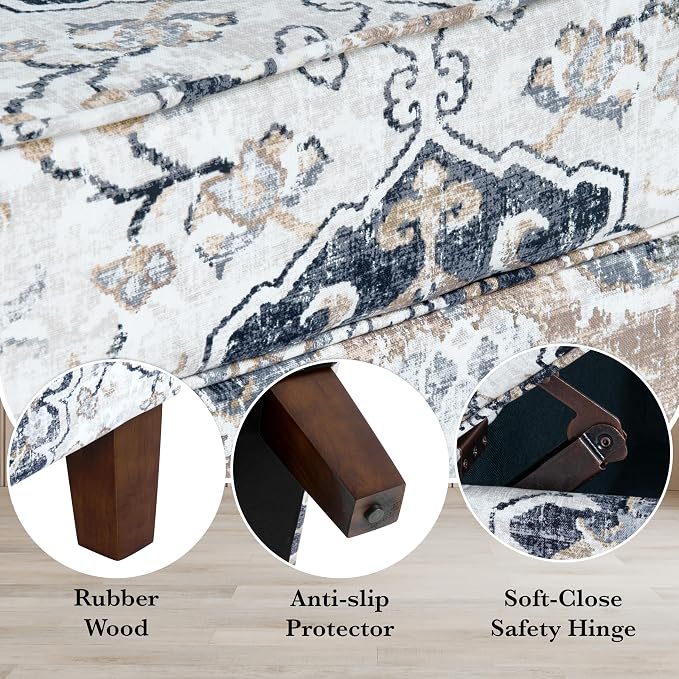 Spatial Order Home Decor | Dinah Collection Modern Storage Ottoman | Ottoman with Storage for Living Room & Bedroom(Antiqued Ebony Cream)
