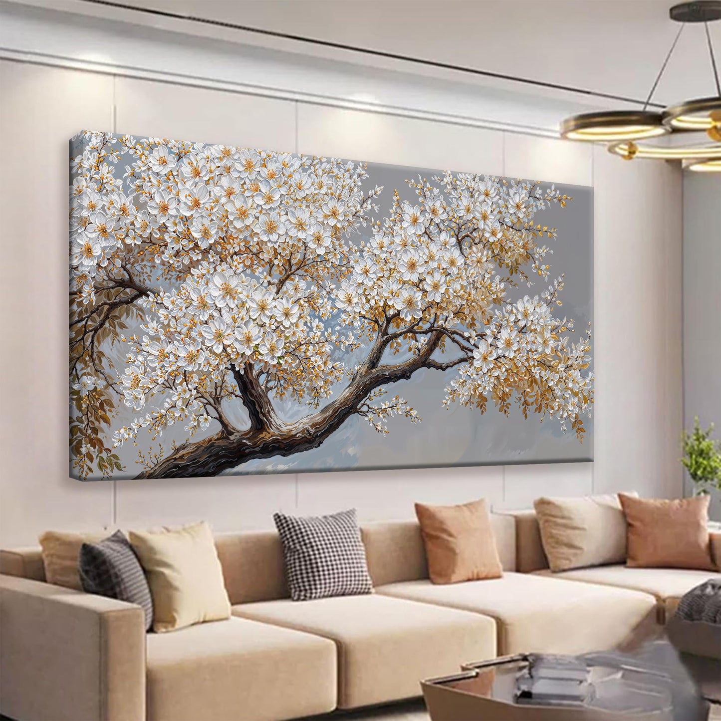 Modern Wall Art Decor White Flowers On Tree Artwork For Walls Decor Ready To Hang Pictures For Bedroom Wall Decor Living Room Office Kitchen Bathroom Canvas Prints 20x40 Inch