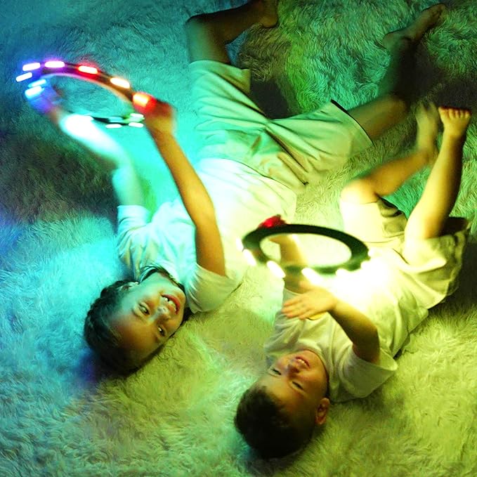 TOSY Flying Ring - 12 LEDs, Super Bright, Lost Mode, Auto Light Up, Camping Essentials for Kids/Teens/Boy/Girl, Safe & Soft, Waterproof, Pool/Beach Games, Lightweight Toy, 2-Pack (Blue)