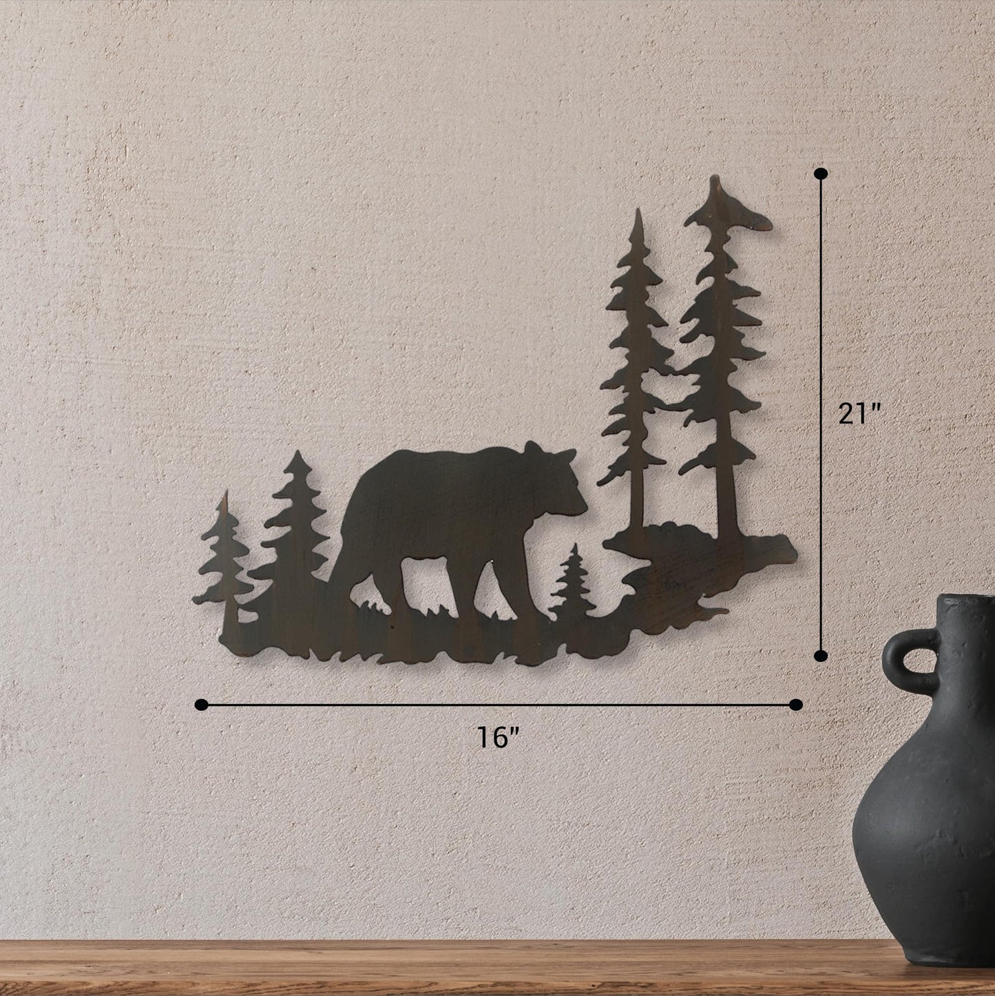 Young's Inc. Laser Cut Metal Bear – 20” x 16” - Bear Decorations for Home - Cabin Decor