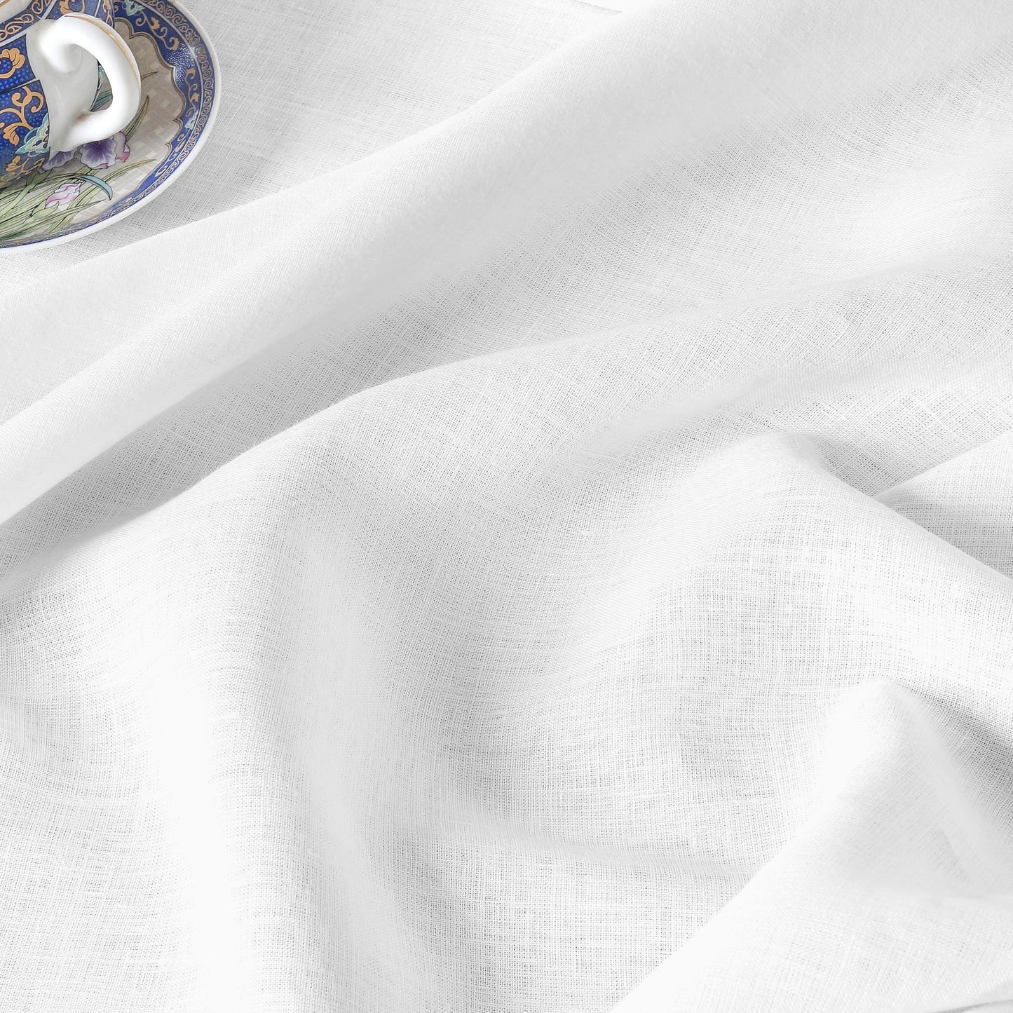 D'Moksha Homes White Linen Tablecloth 60 x 120 Inch - 100% Pure Linen Hemstitch Tablecloth for Rectangle Tables - Classic Hemstitch, Machine Washable Table Cloth for Mothers Day, Spring
