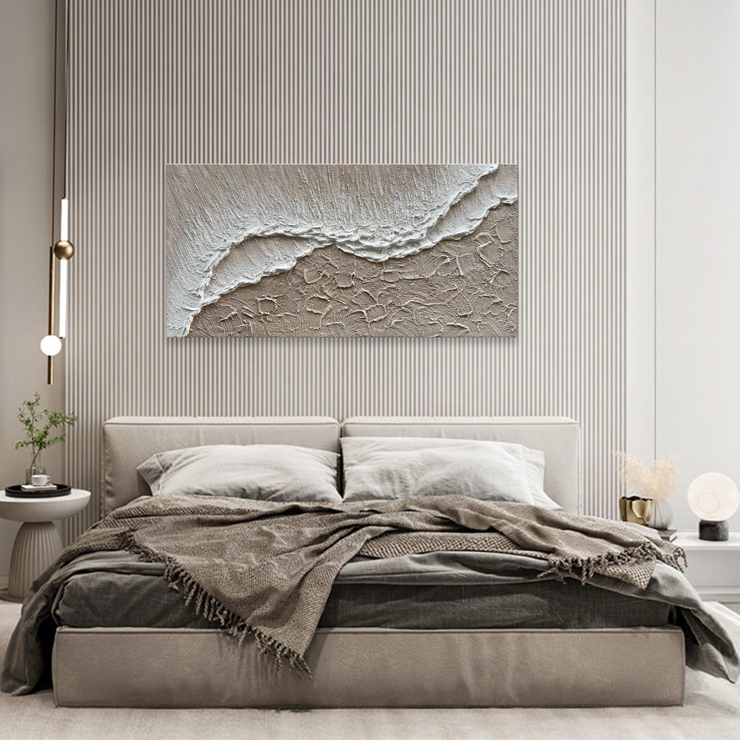 NANKAI Art 24x48 inch Hand painted beach Ocean Wave Landscape Oil painting Modern Abstract Canvas art Mural family wall Decoration art
