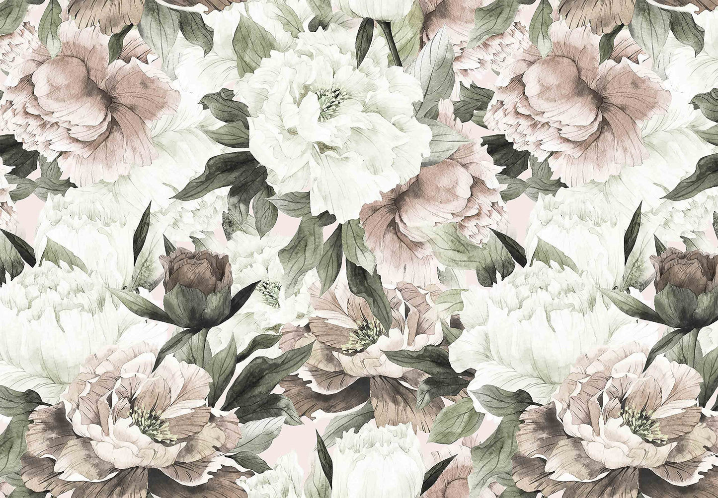 Reyhui Roses and Banana Leaves Wall Mural Wallpaper for Bedroom and Living Room(Not Self-Adhesive)