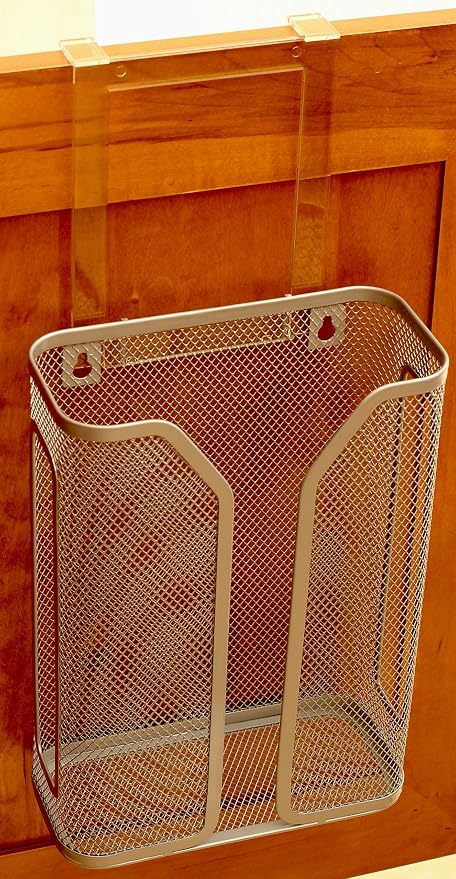 Deco Brothers Over The Cabinet Door Grocery Bag Holder, Silver