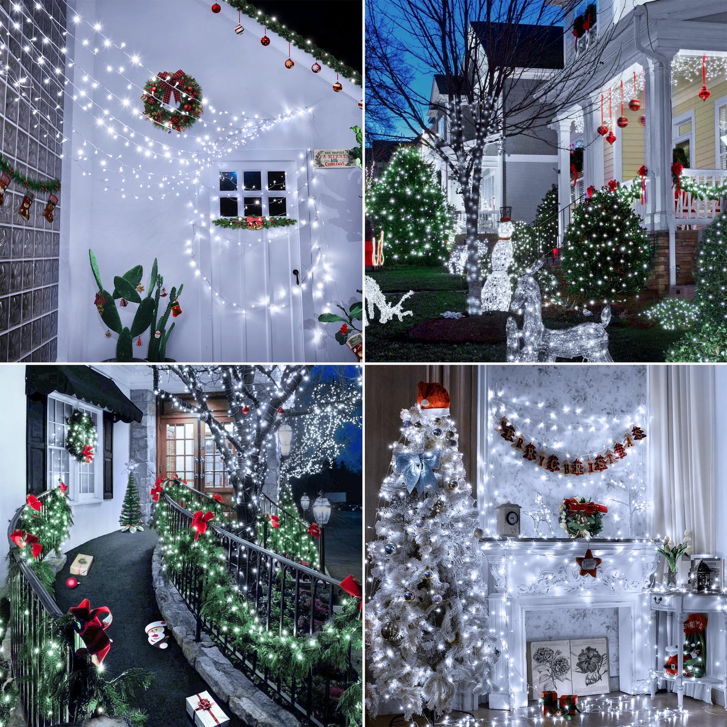 Ccinny 196FT 600 LED Christmas Lights Outdoor Waterproof, Timer & Memory Function, 8 Modes Cool White String Lights Plug in Twinkle Lights for Xmas Tree Holiday Garden Indoor Party Decor