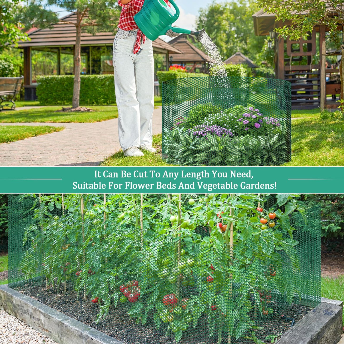 32.8ftx20In Plant Protectors from Animals,Plant Cages for Outdoor Plants,Wire Plant Protector Cage,Wire Plant Protector,Chicken Wire Cloche with Ground Stakes & Nylon Ties Protect Plants from Animals