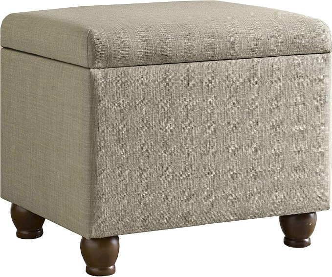 Spatial Order Home Decor | Upholstered MediumRectangular Storage Ottoman | Hinged Lid Ottoman with Storage for Living Room & Bedroom, Tan