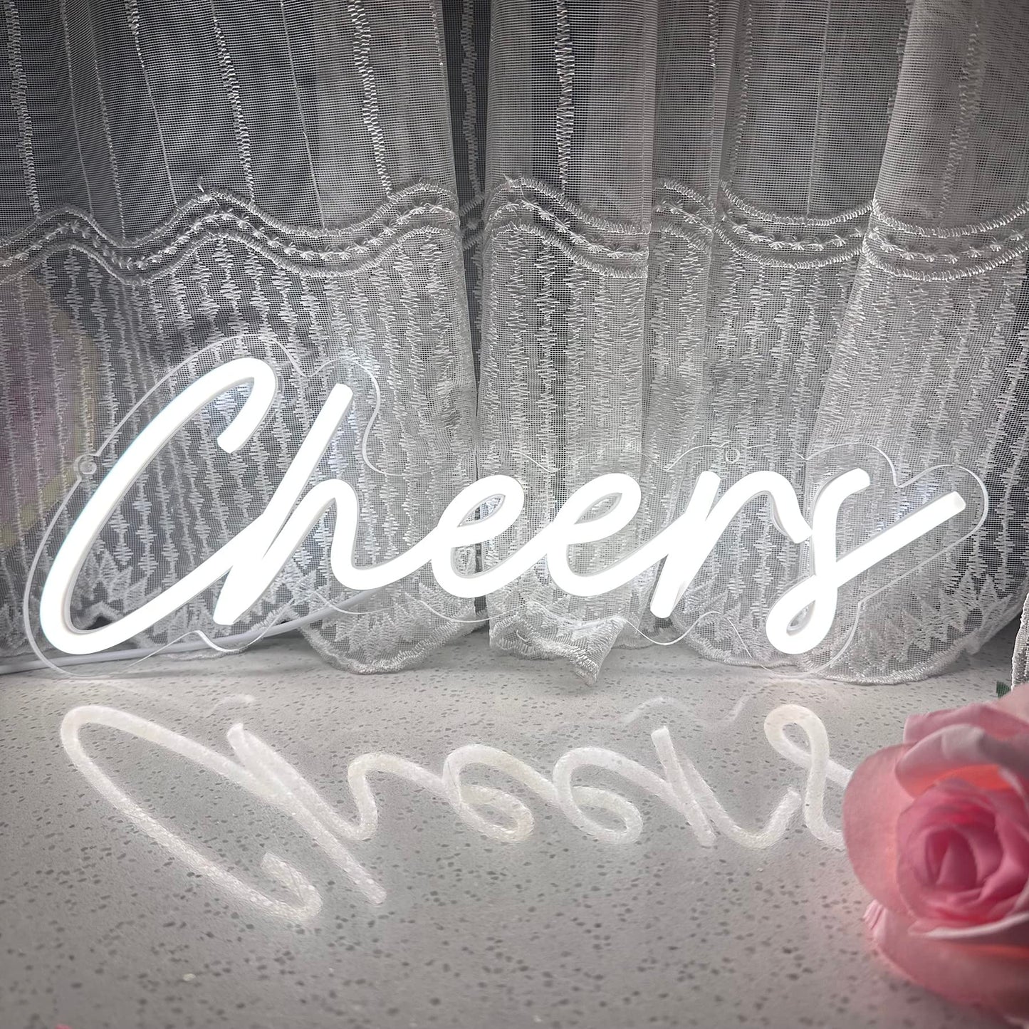 Neon Sign for Bar Home Bar Club Party Wall Decor,Cheers LED Neon With Dimmable Controller,Neon Cheers Light for Birthday Gaming Cafe Party 16.5"*7"(White)